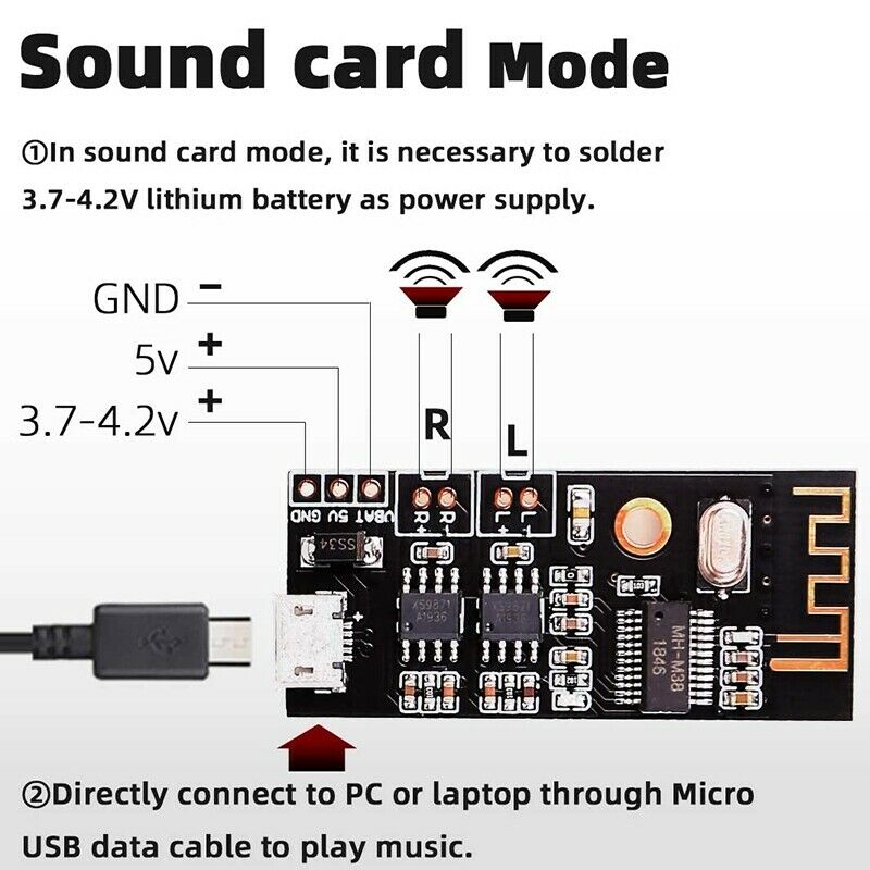 Bluetooth Amplifier Board, 5W +5W Output Power, DC 3.7V-4.2V/5V Mini BluetoothL6