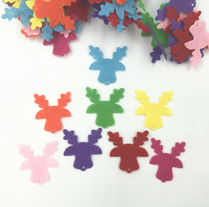 100X Christmas deer Die Cut Felt Sewing Crafts Cardmaking decoration 30mm