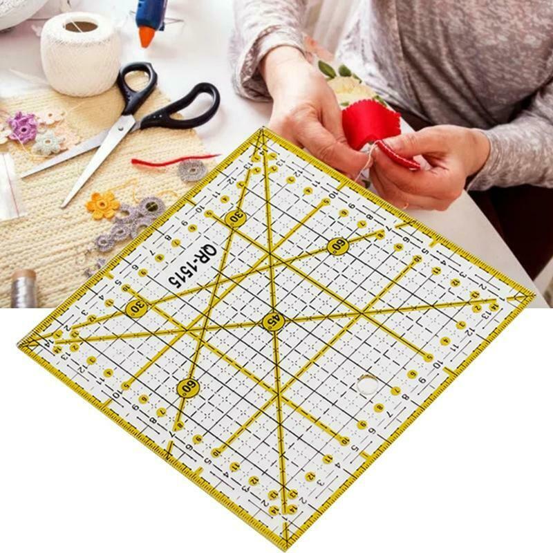 Quilting Ruler,Cut Acrylic Quilters' Ruler with Double Colored Grid Lines for Ea