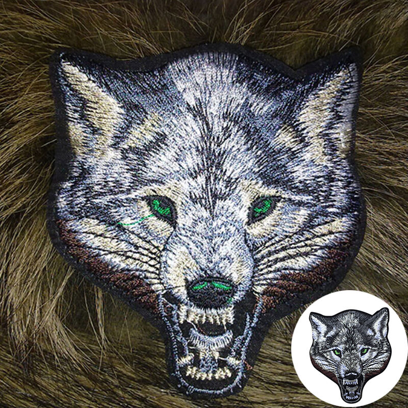 Animal wolf head iron on patches Sewon embroidered patch motif applique!e.l8