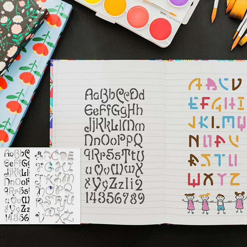 24pcs Alphabet Letters Drawing Template Stencil Painting Embossing ScrapbookBDA