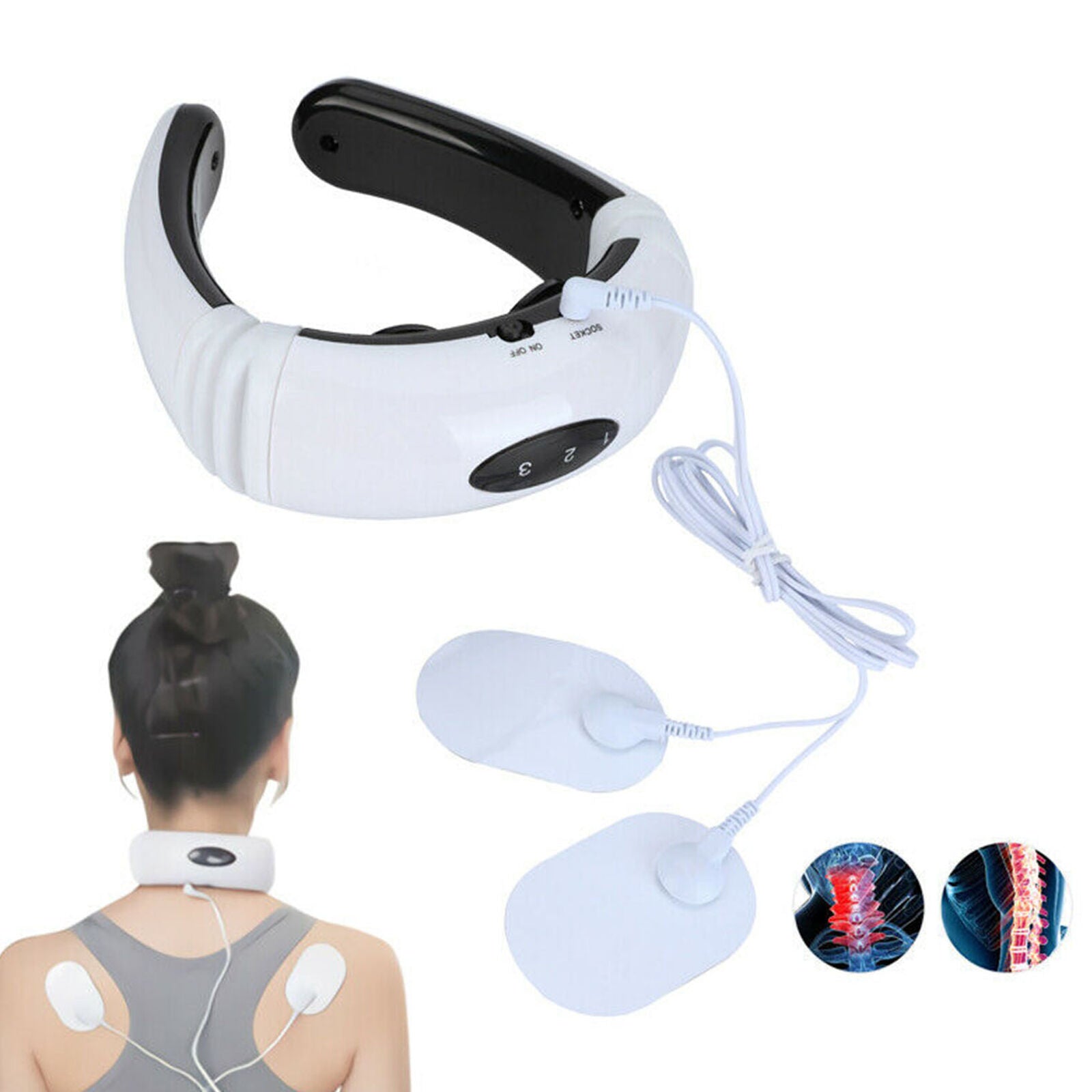 Back Neck Massager Electric Pulse Far Infrared Heating Pain Relief Health Relax