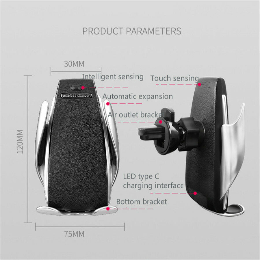 Infrared Automatic Clamping Phone Holder Wireless Charger With TYPE-C Receiver