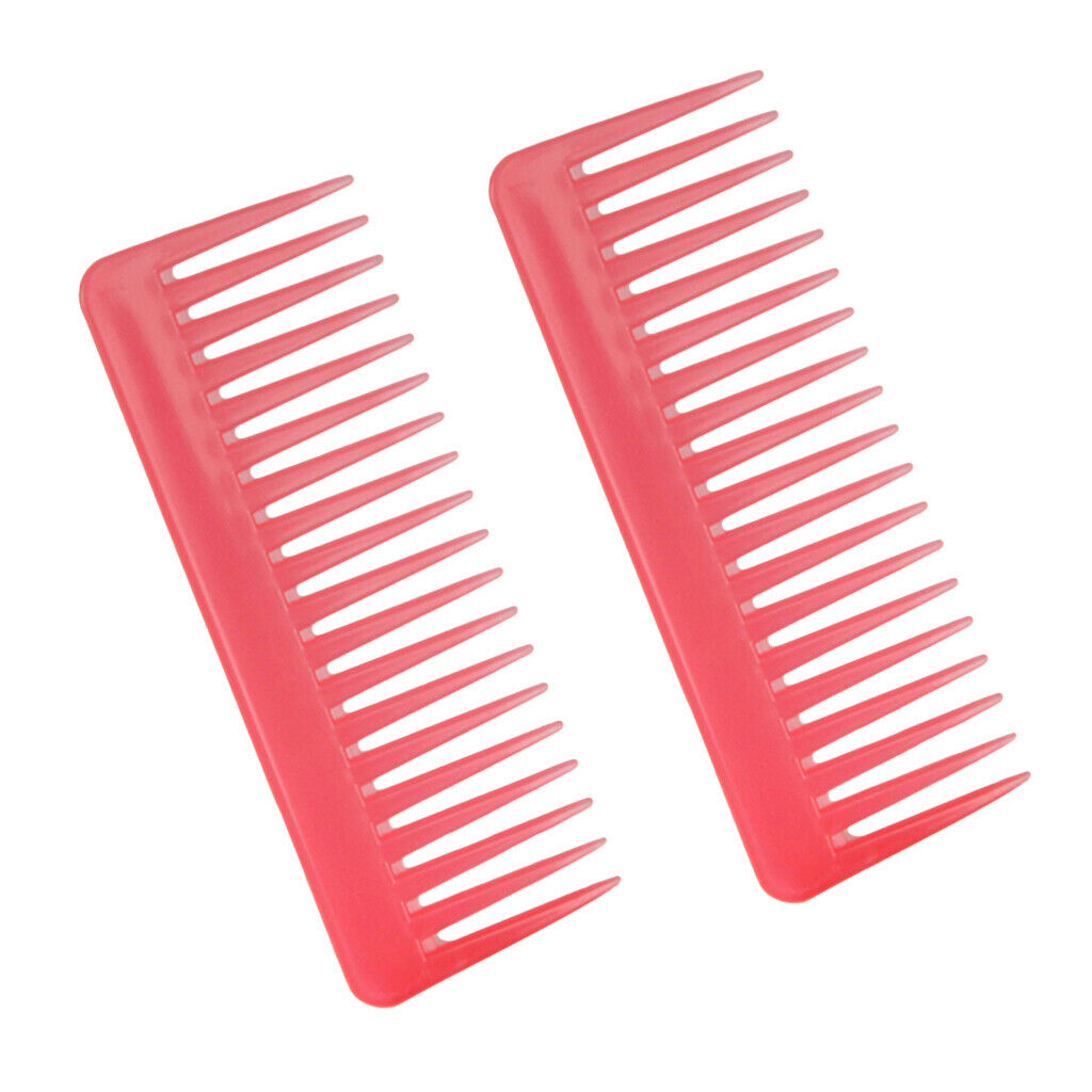 2pcs Wide Tooth Detangler Salon Shampoo Brush Comb for Curly Thick Hair Pink