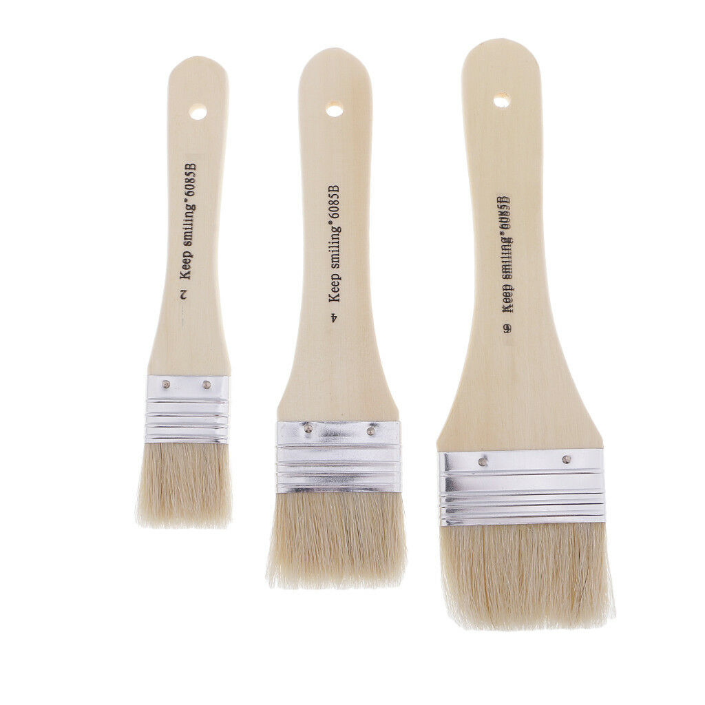 3x Bristle Hair Wooden Handle Oil Painting Brush Acrylic Paints Brush Tools