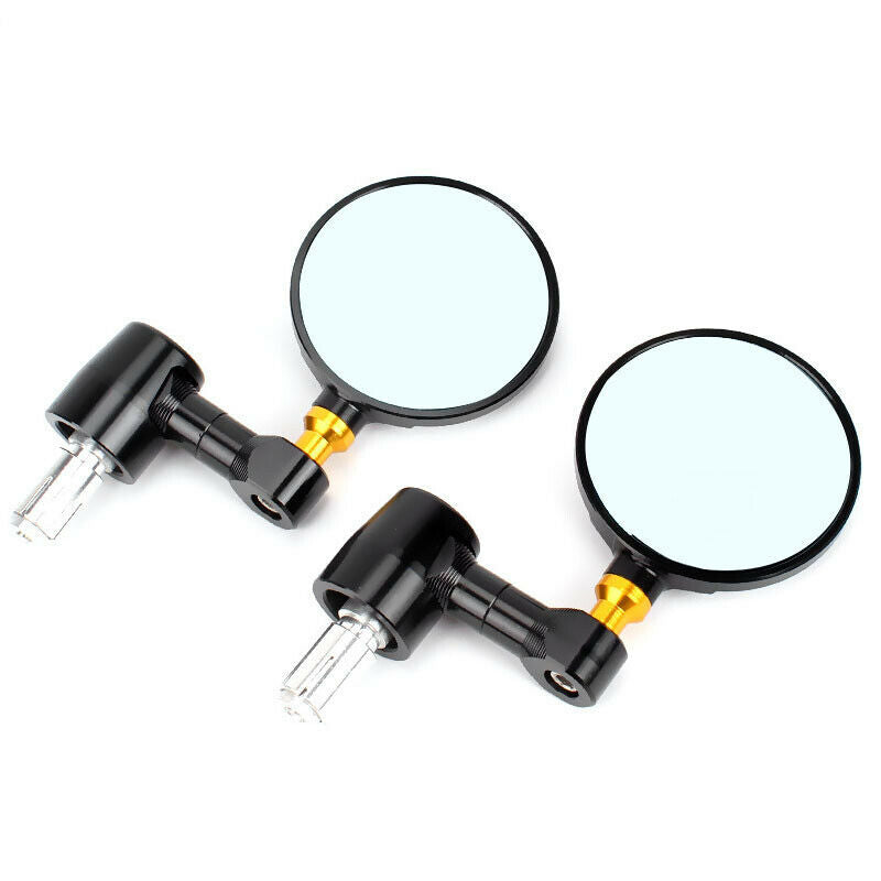 Pair Retro Motorcycle Bikes Blue-faced Rearview Mirror Aluminum Alloy Convex