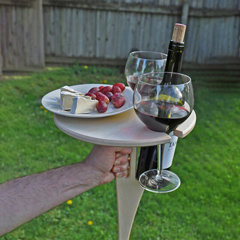 Outdoor Wine Table with Foldable Round Desktop Easy To Carry Picnic TableBDAU
