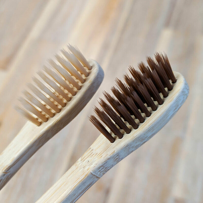 Brush Toothbrush Natural IN Bamboo And Coal, Anti Bacteria, Random - New
