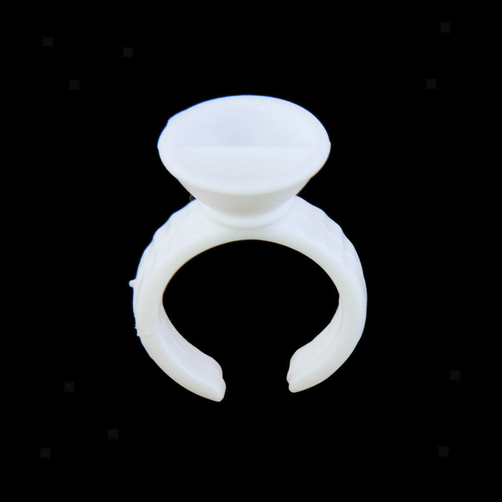 100 Eyelash Extension Disposable Glue Ring Tattoo Pigment Holder 2 Slot S