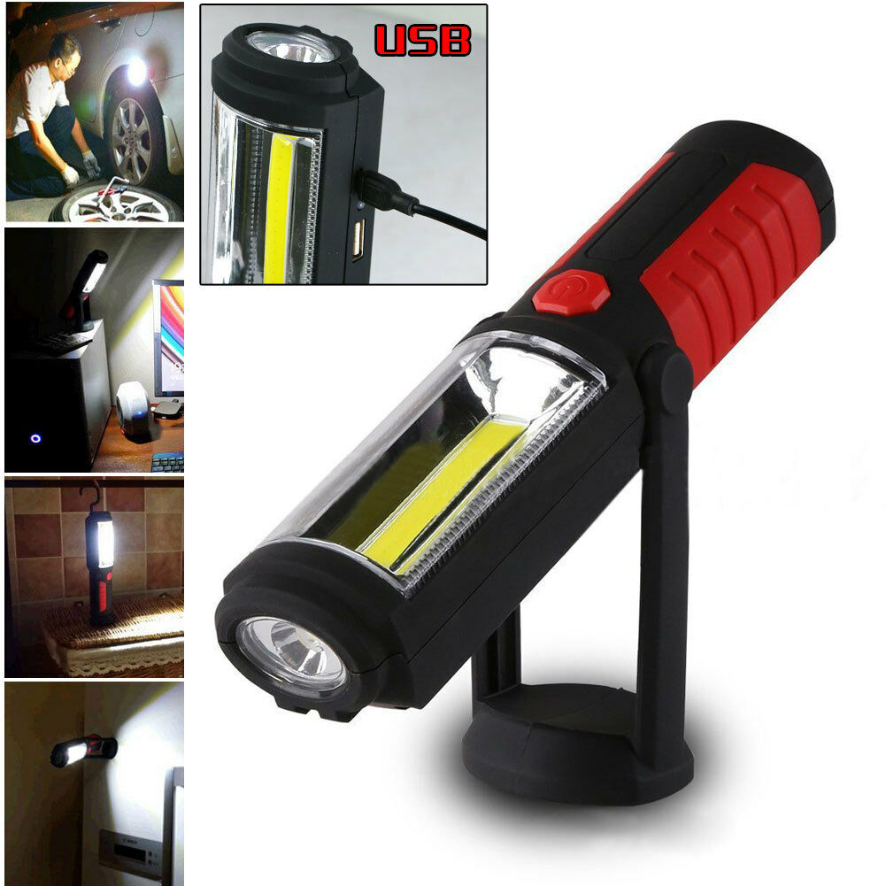 Magnetic Rechargeable 360Â° COB LED Work Light Hand Torch Portable Lamp W/Hook
