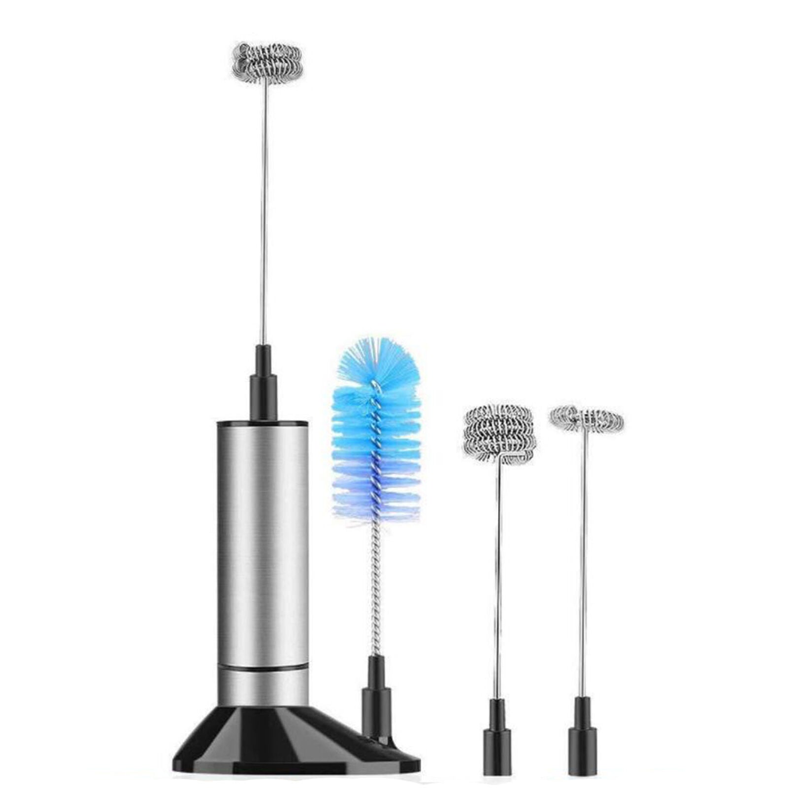 Electric Milk Frother W/ 3 Spring Whisk Head Drink Mixer Coffee Foam Maker Tool