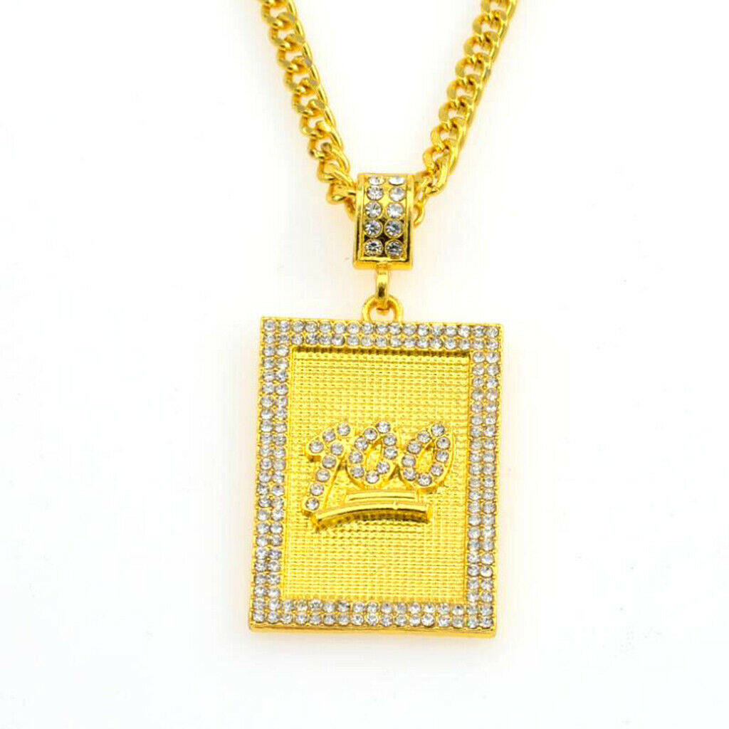 Fashion Hip Hop Crystal Score 100 Rectangle Pendant Necklace Jewelry Women