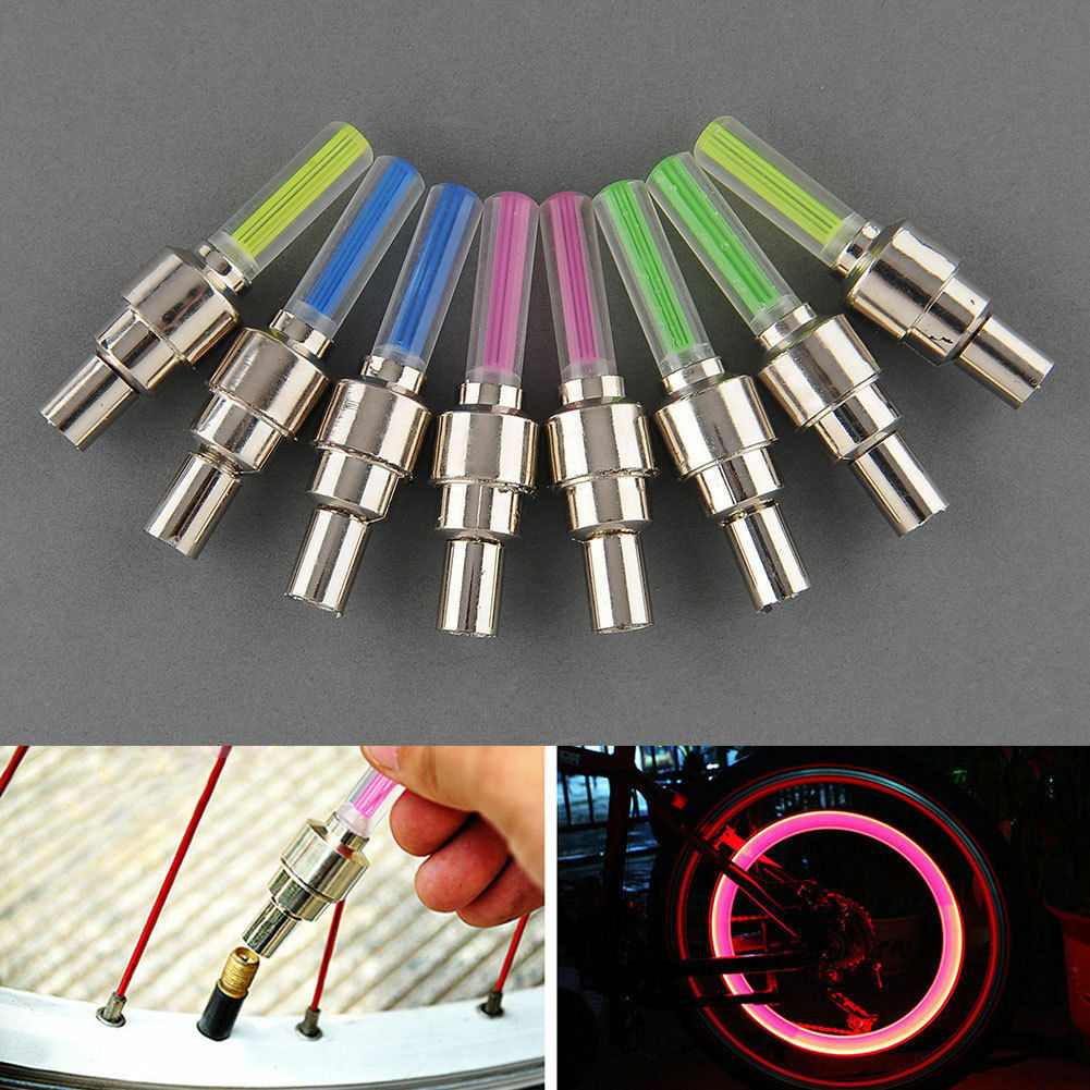 8Pcs Colors Bike Bicycle Cycling Wheel Tyre  Cap Spoke Neon LED Light