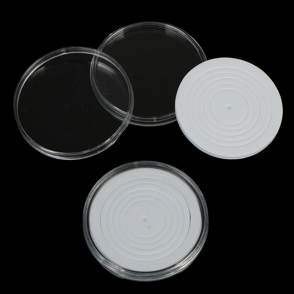 16-36mm Plastic Coin Holder Capsule Storage Case Display Box with Pad R .l8