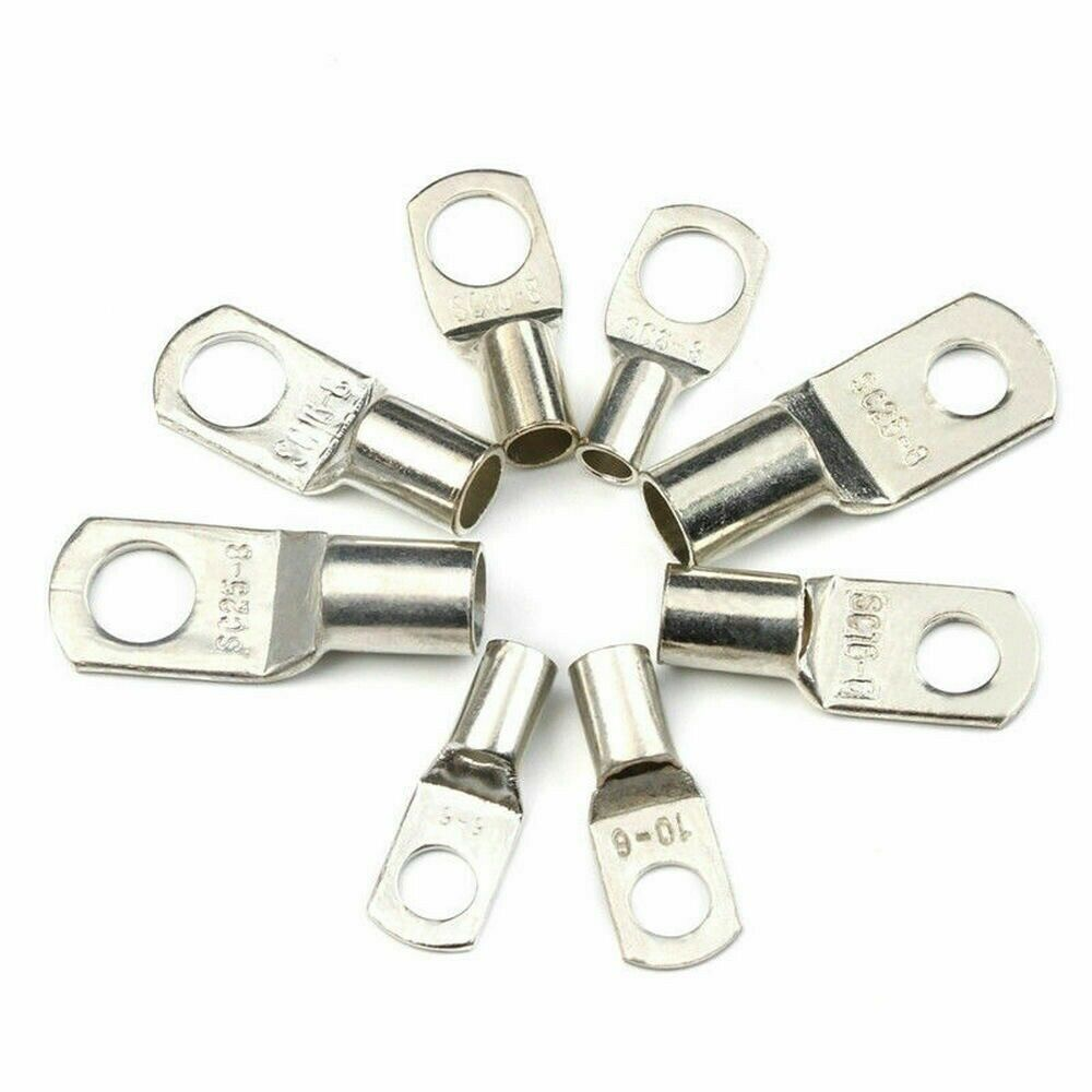 140PCS Battery Copper Cable Lugs Crimp Ring Terminals Electrical Wire Connectors