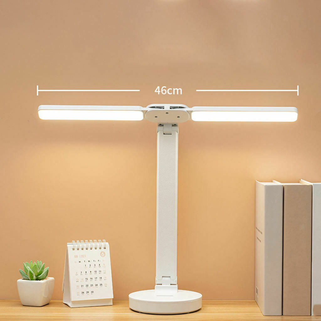 USB Charging LED Desk Lamp Dual Head Adjustable Modern 3 Mode Rechargeable