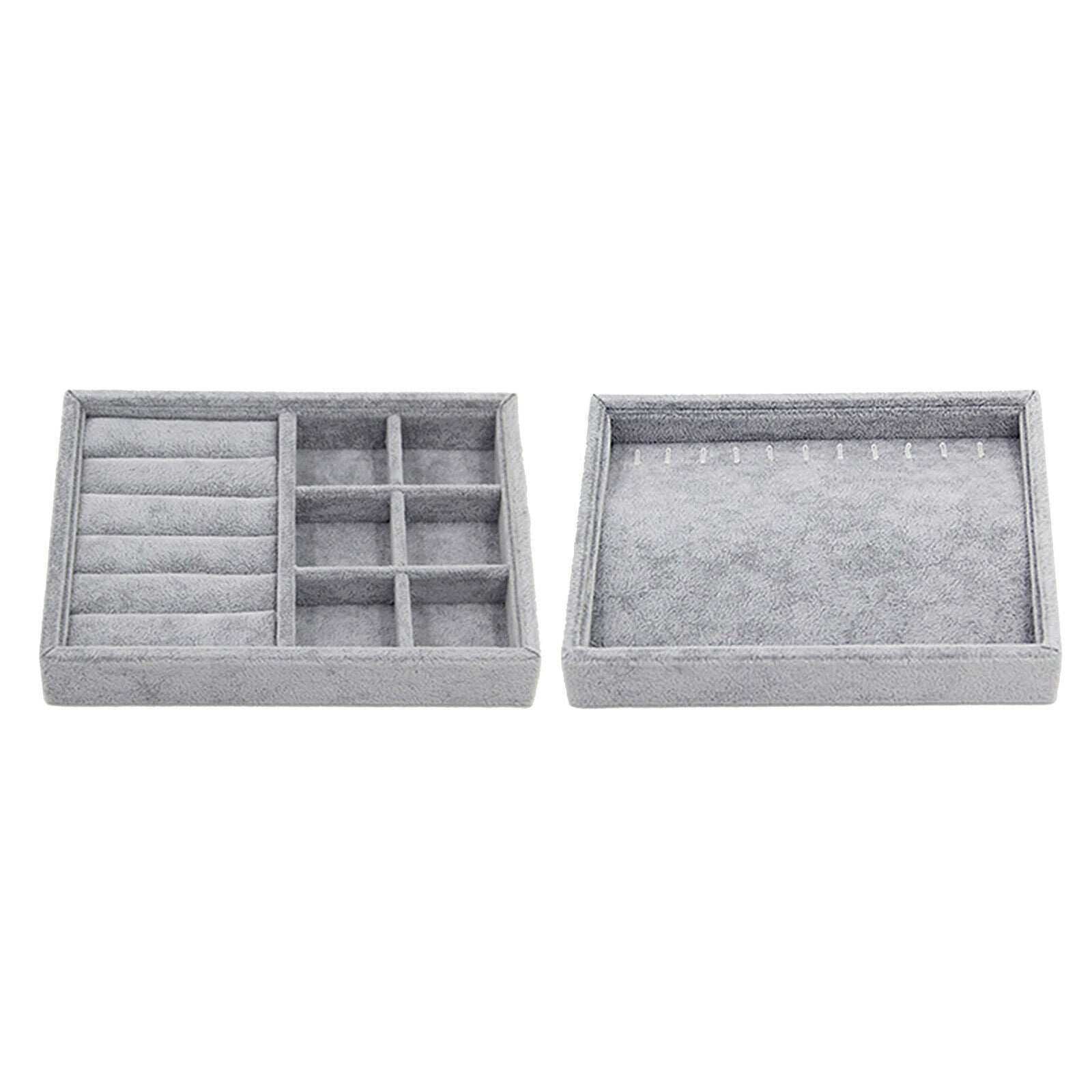 2Pcs Wooden Jewelry Box Bracelets Rings Diamond Storage Organizer Display Tray