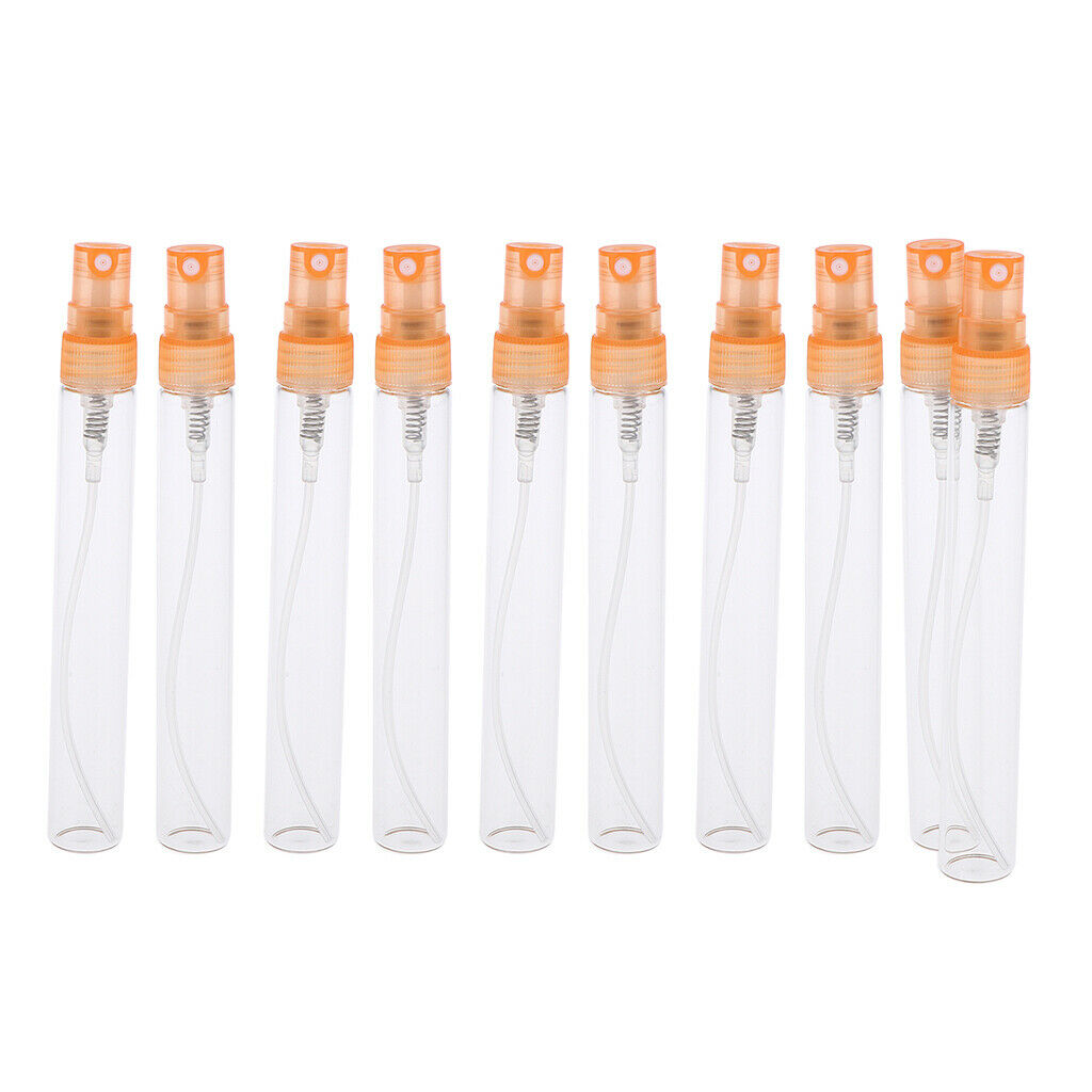 10x Empty 5/10mL Refillable Perfume Bottle Pump Spray Tube Glass Vials 10 ML