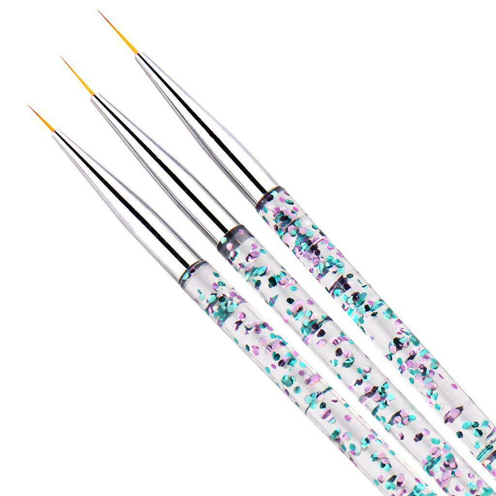 6x 3 Sizes 7/9/11mm Nail Art Brush Set for Thin Lines Strokes Striping