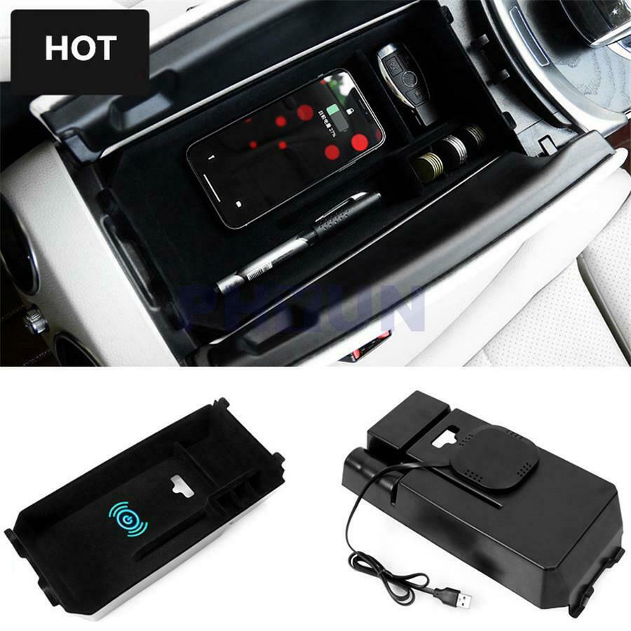 1x QI Wireless Charging Center Console Armrest Sundries Box For Mercedes Benz