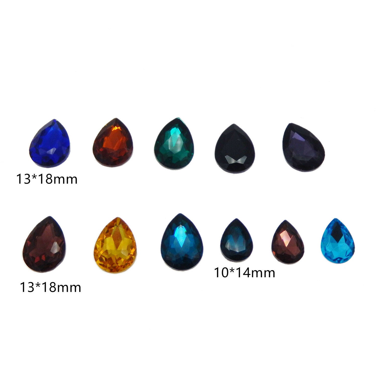 40 pcs Mixed Teardrop Shaped Crystal Glass Faceted Rhinestones Nail Art Crafts