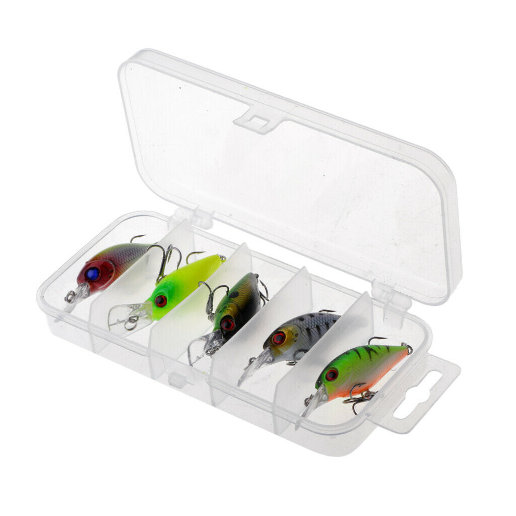 5Pcs Crank Lure Crank Baits Deep Swim Hard Fishing Tackle 5cm/4.2g