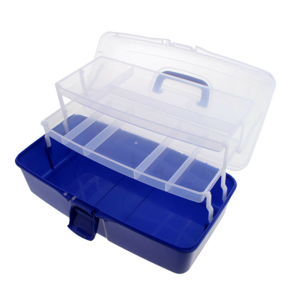 3 Tier Large Plastic Storage Box Case Nail Art Craft Makeup Organizer Blue