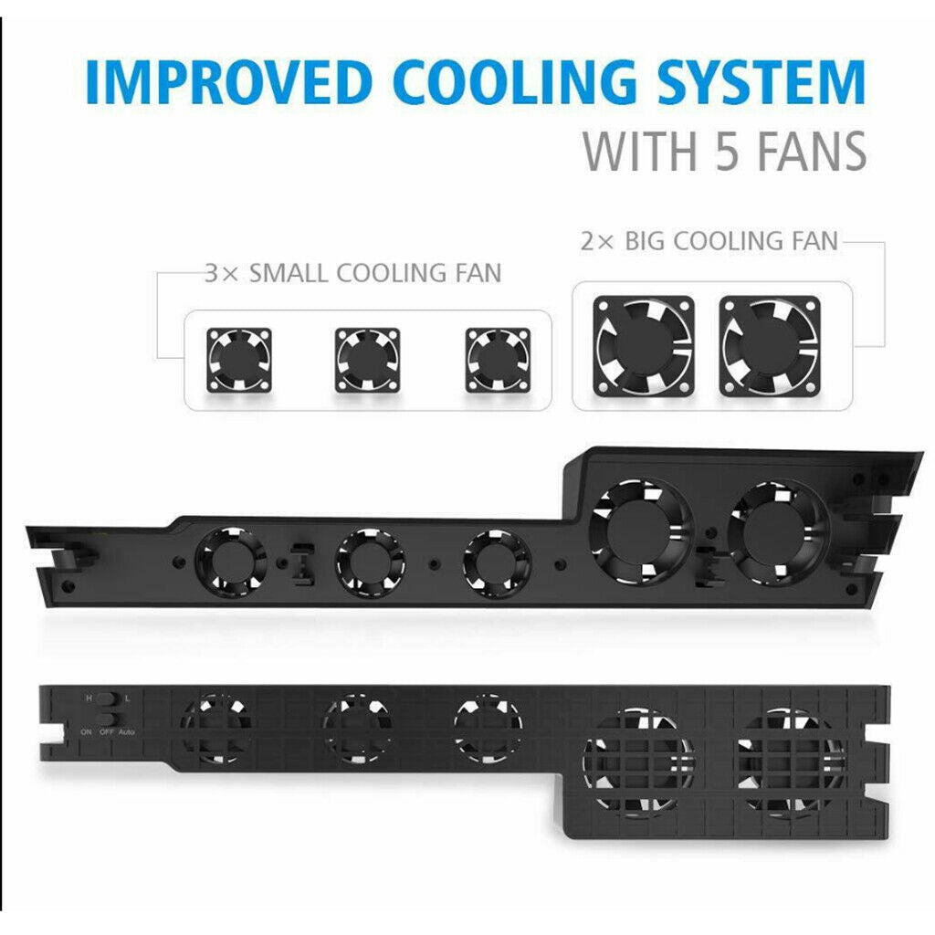Game Console Clip-On Cooler Fan, Powerful 5-Fan USB External Turbo Cooling Fan,
