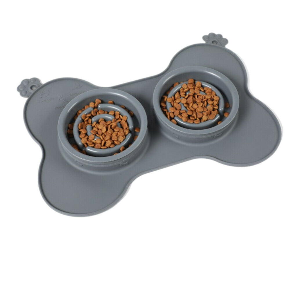 Dog Cat Bowls Detachable Slow Feeder Bowl Puppy Cats Kitten Bowl Dish Gray S