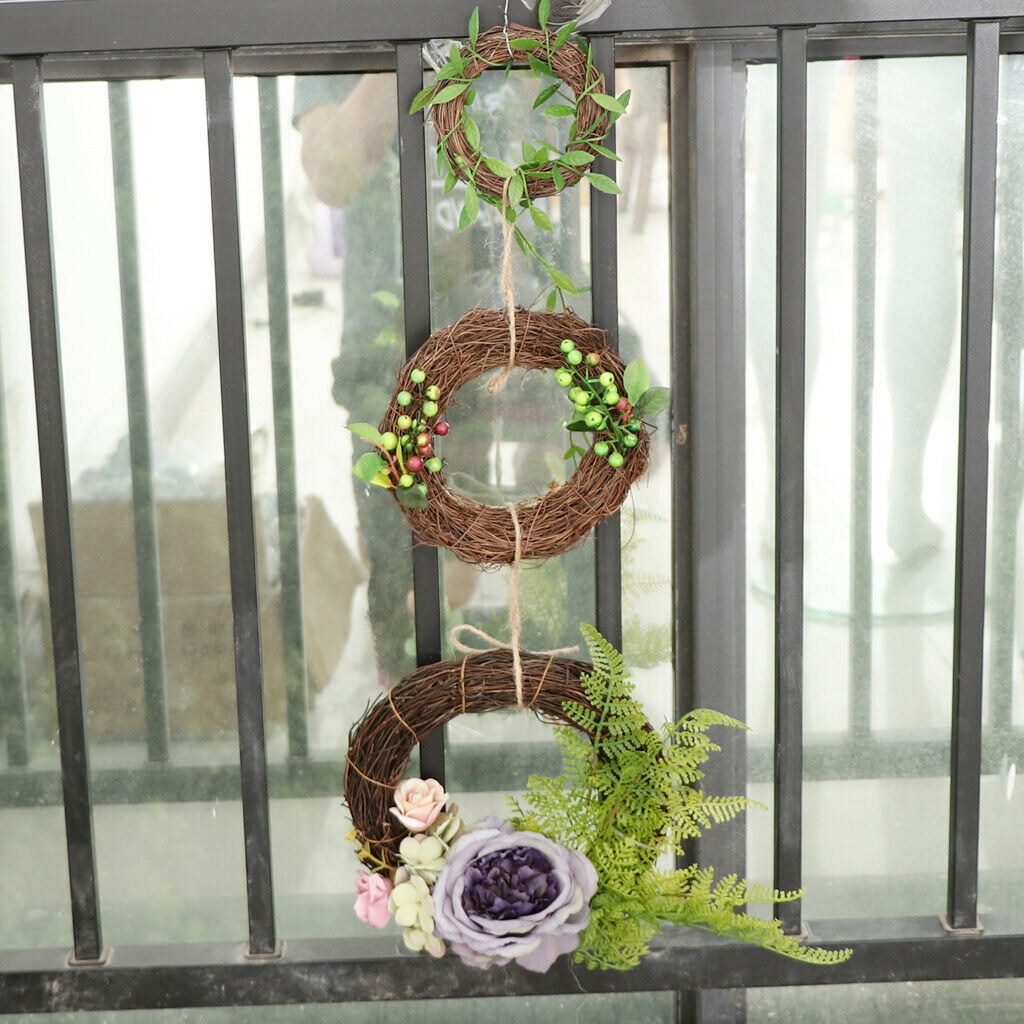 Triplet Artificial Rose Silk Flower Leaves Door Wreath Garland Wedding Decor