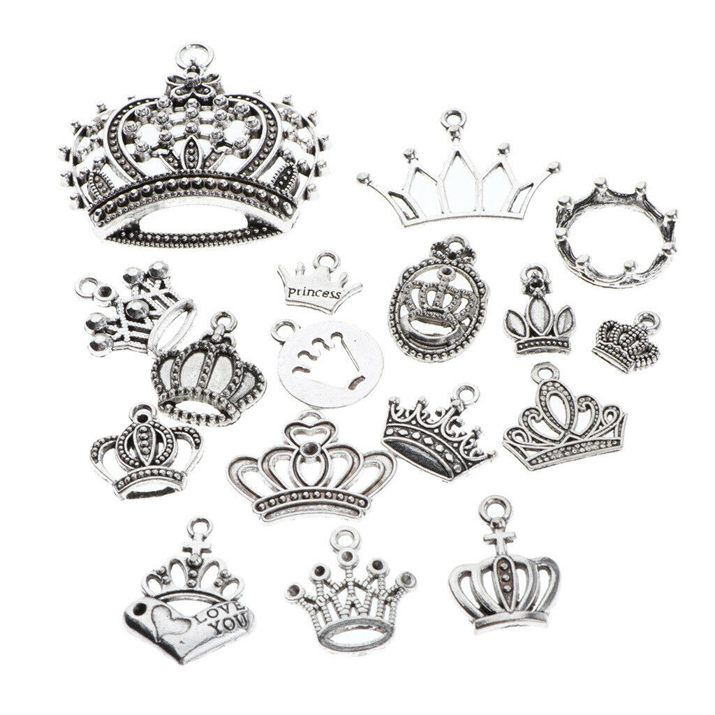 17pcs Pendants DIY Jewelry Chain Necklace Hanging Decor Crown Shape Hanging