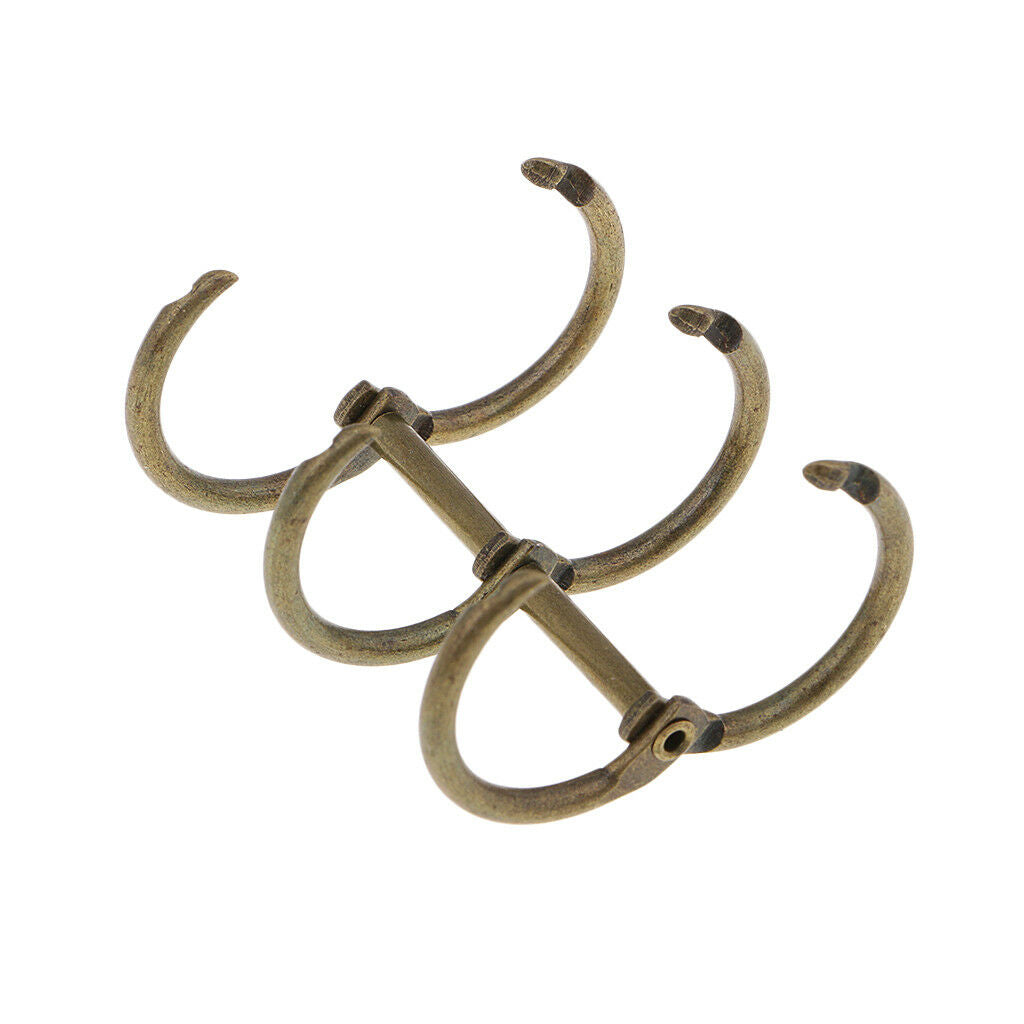3Pcs Bronze Loose Leaf Binder Spiral Ring fits A5 A6 Student Office Supplies