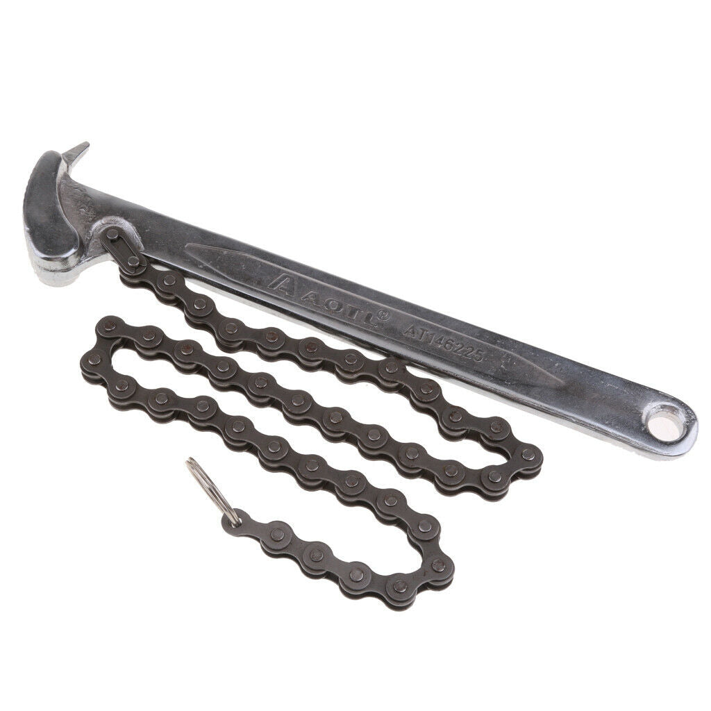 Heavy-duty 9-Inch Chain Wrench Oil Fuel Filter Remover Adjustable Mechanic Auto