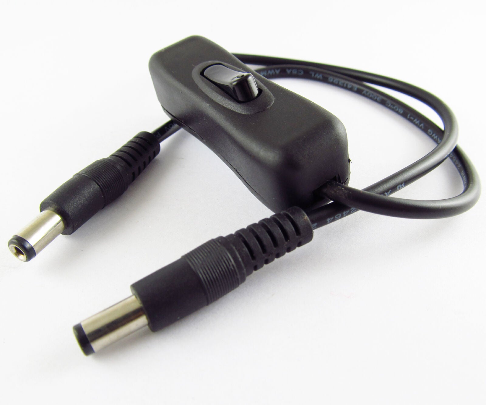 10pcs 0.5m 2.1x5.5mm 2.1mm Male to Male DC Power Extend Cable With On/Off Switch