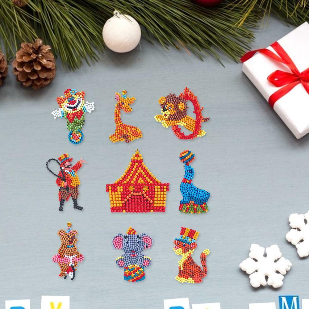 DIY Full Drill Round Cartoon Circus Troup Diamond Painting Puzzle Stickers @