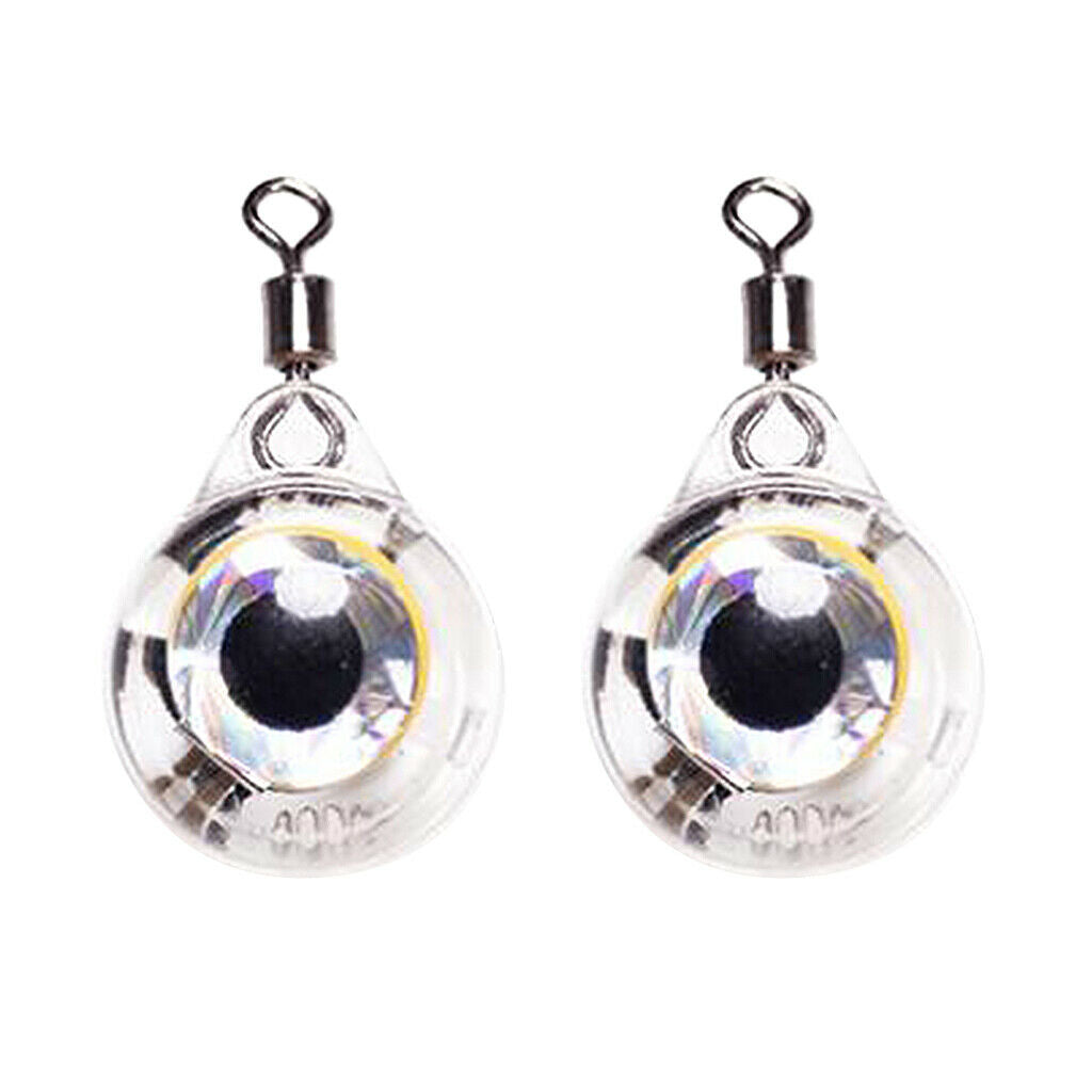 2 Pcs LED Deep Drop Underwater Eye Shape Fishing Lure Light Bait Colorful
