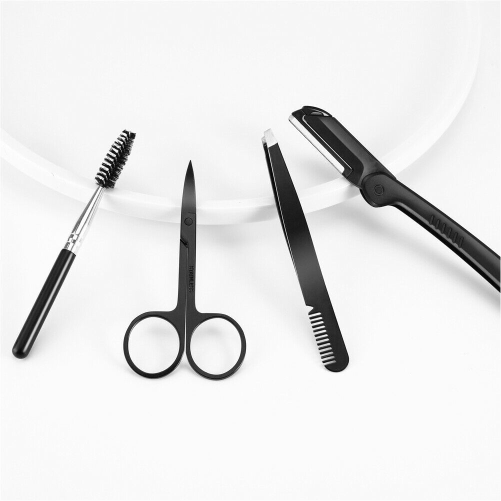 4Pcs Stainless Steel Eyebrow Scissors Set Eyebrow Shaping Clip Makeup Tools