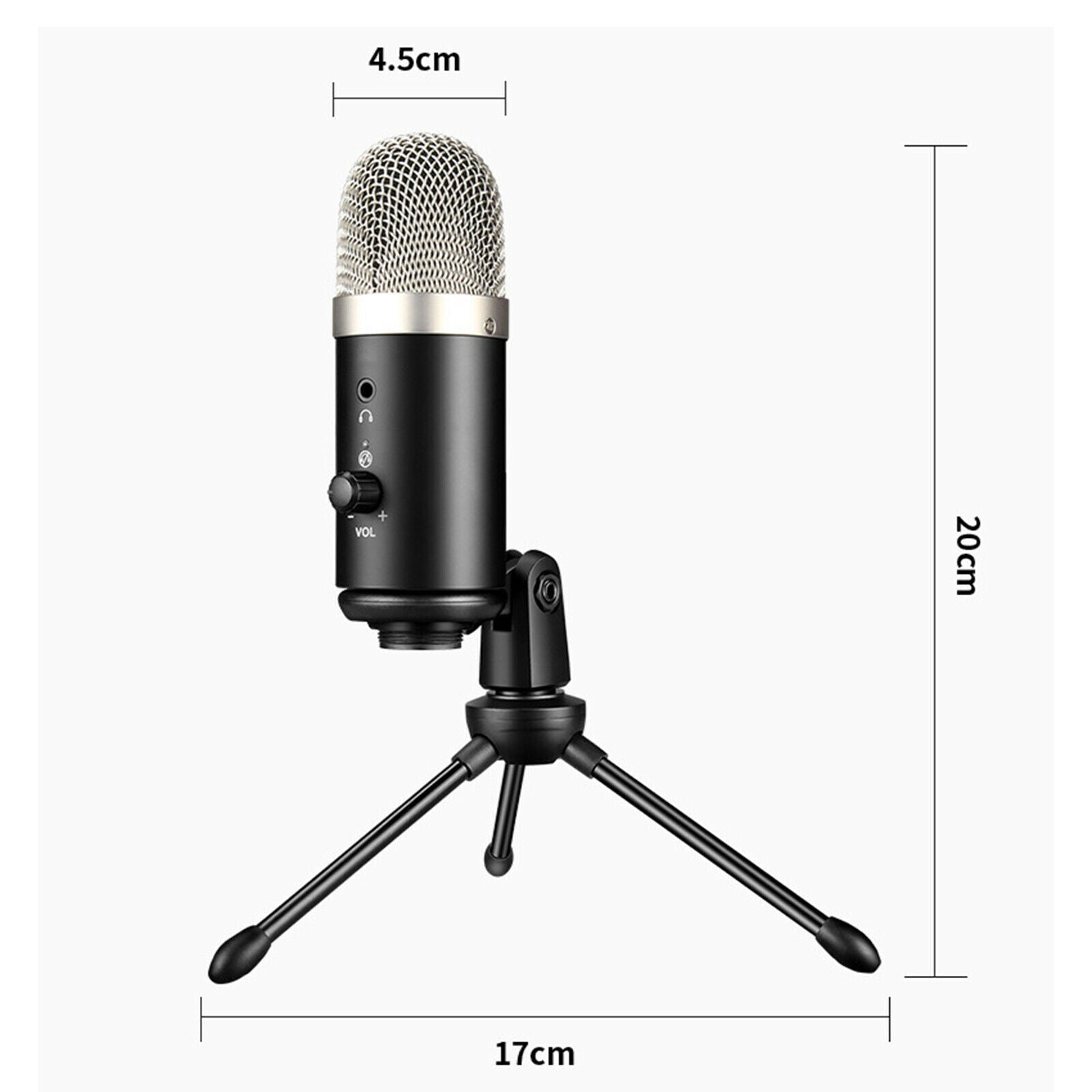 USB Cardioid Computer Microphone Compatible for Laptop Gaming Streaming Mic