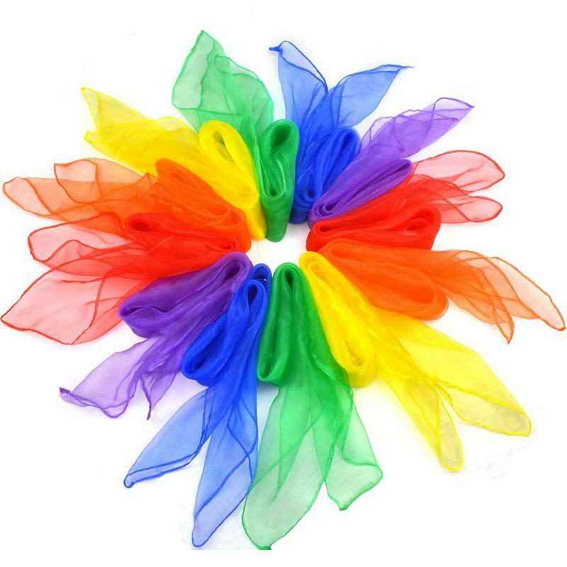 12Pcs Square Juggling Silk Dance Scarves  Tricks Performance Props AccessoriesF9