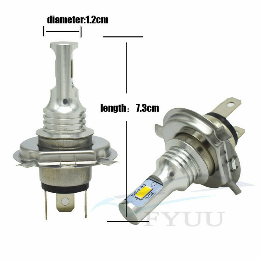 2Pcs 35W 9003 H4 LED Car Headlight Bulbs High&Low Beam 4000LM 6000K White