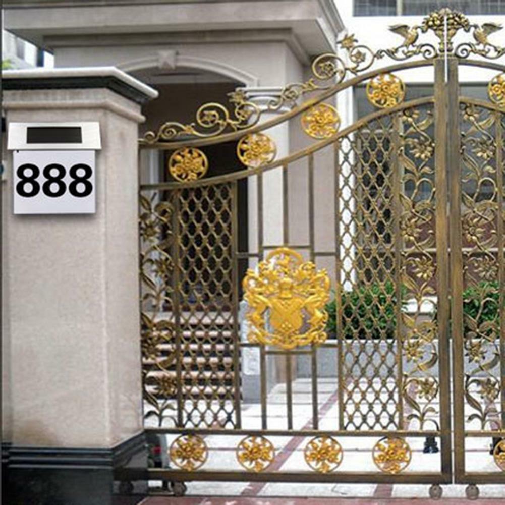 LED Solar Power Number Doorplate Light Outdoor House Signs Wall Lamp Waterproof