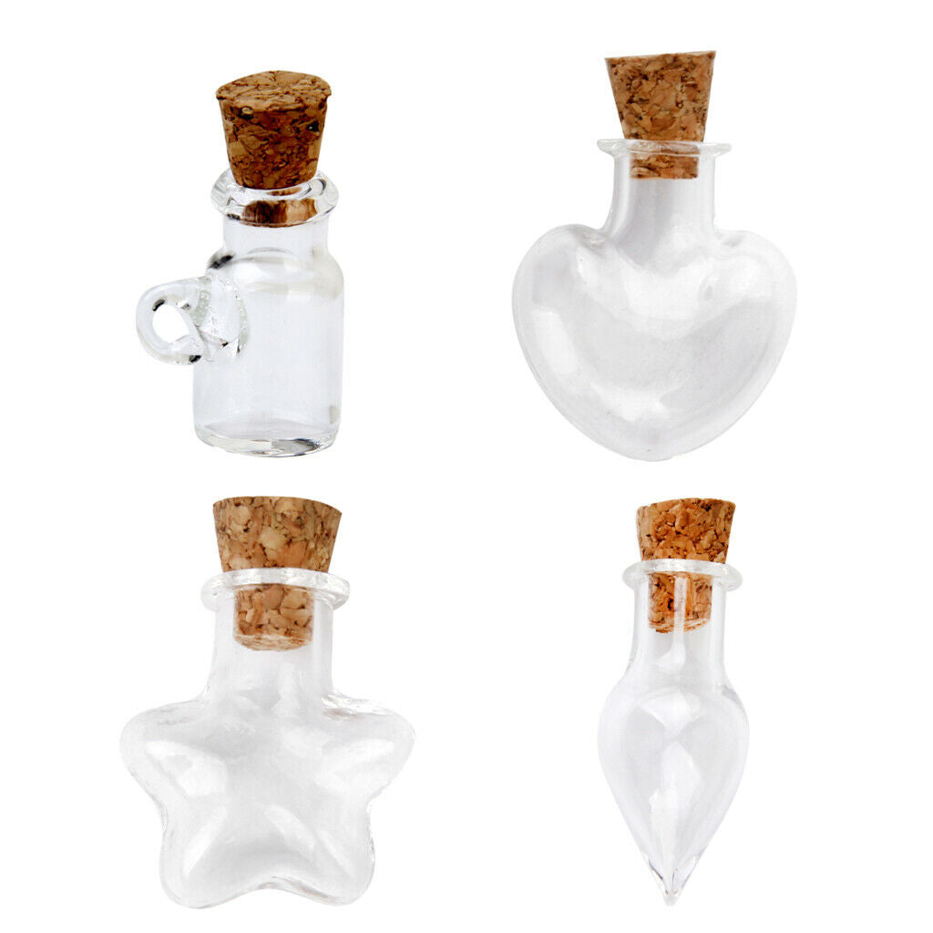 60 Star Shape Small Empty Clear Cork Glass Wishing Message Bottles Vial bulk