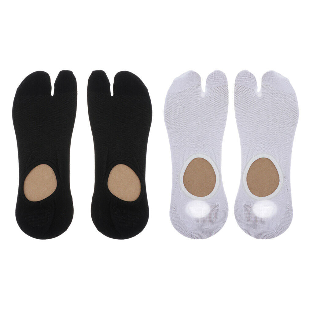 2 Pairs Stretchy Cotton Ankle 2 Toe Socks Japanese Tabi Socks White Black