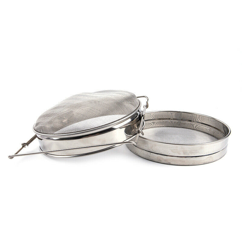 Double-Deck Stainless Steel Honey Strainer Screen Sieve Beekeeping Filter TaBDA