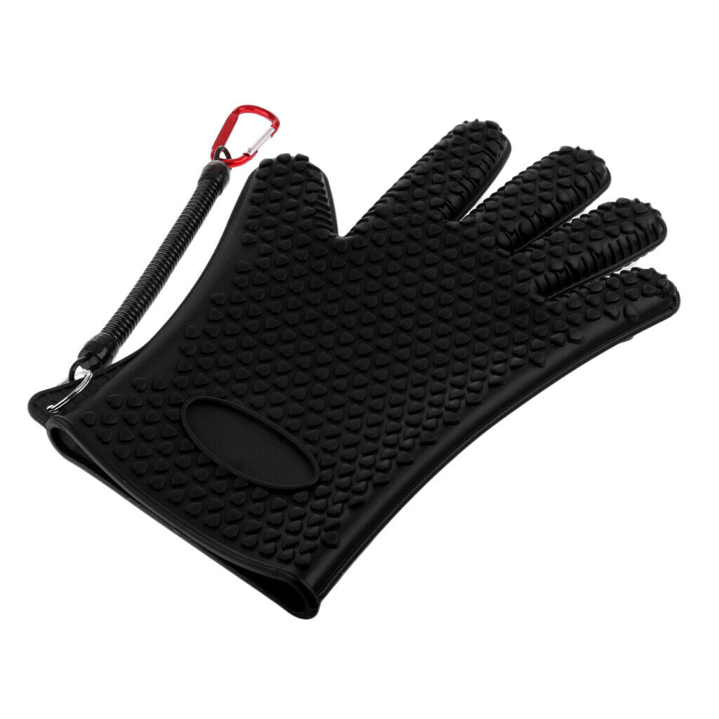 Catch Fish Gloves Anti-slip Fishing Gloves with Buckle Anti-slip Black