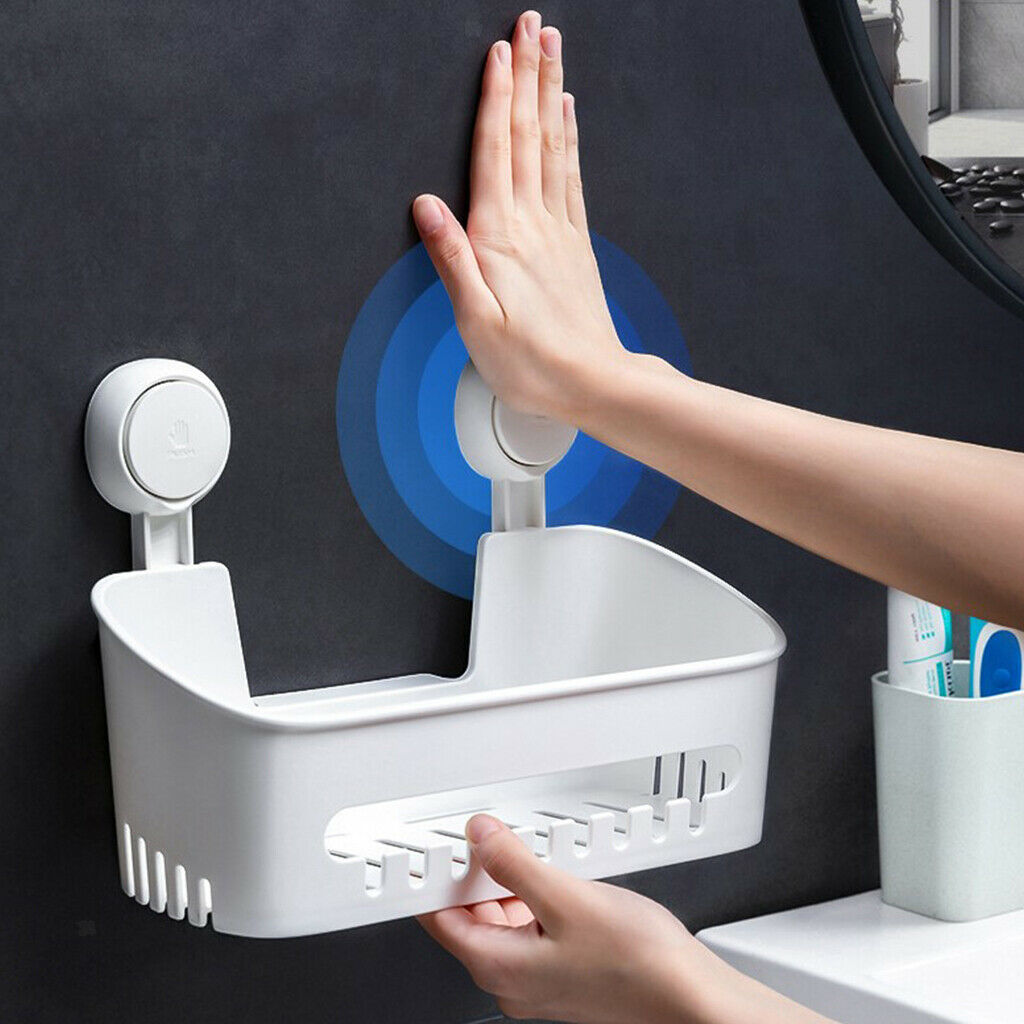 Wall Mounted Suction Organizer Bathroom Shelf Kitchen Spice Shelf Holder