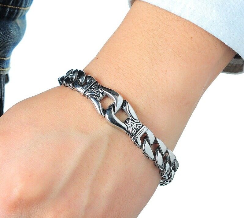 Unisex Men's Crucible Stainless Steel Cuban Curb Chain Bracelet BF38