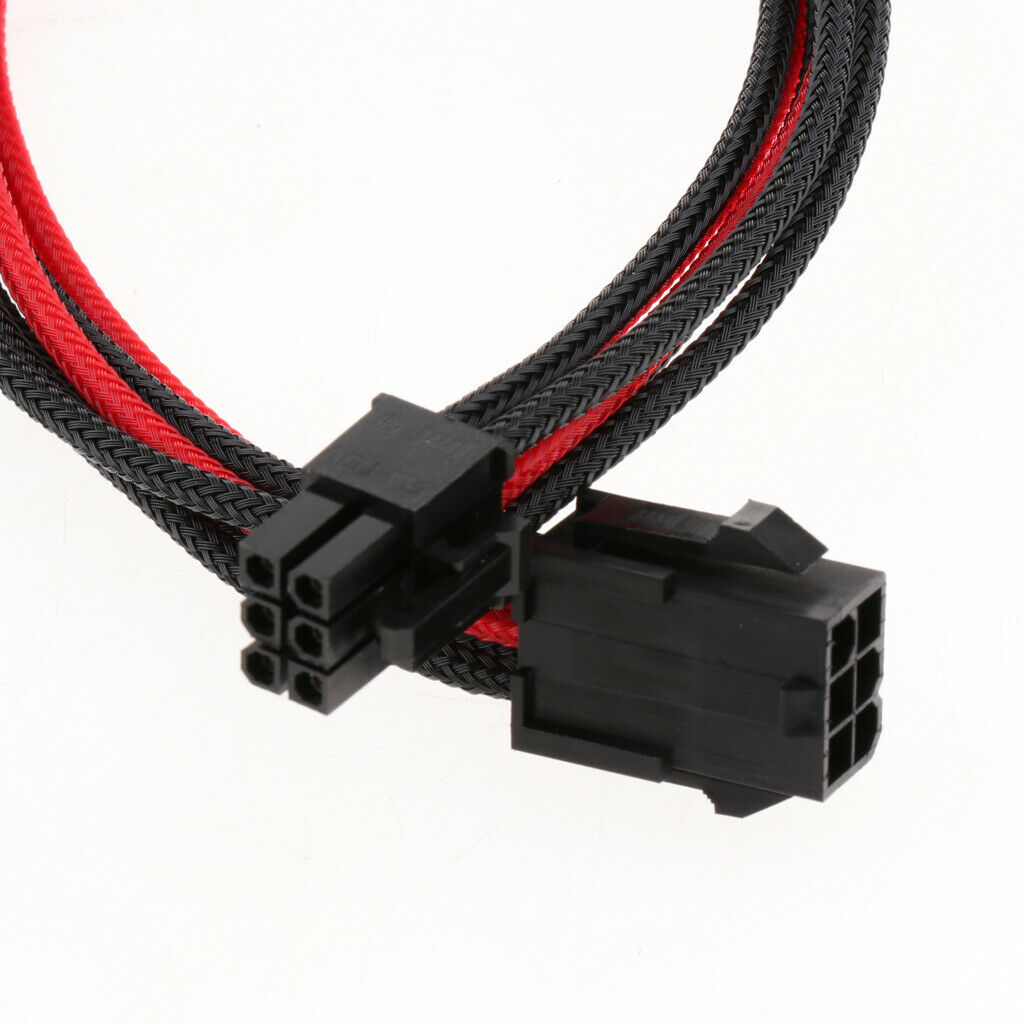 6 Pin PCIE GPU 30cm Sleeved Extension Cable Black+Red