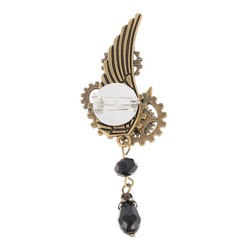 Steampunk Gears Wing Brooch Retro Punk Gothic Chest Pin For Woman ManA TH