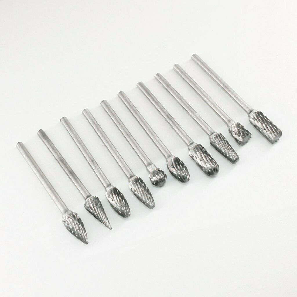 10 Packs 3x6mm Carbide Rotary Die Grinder Burr Drilling Carving Tool Set